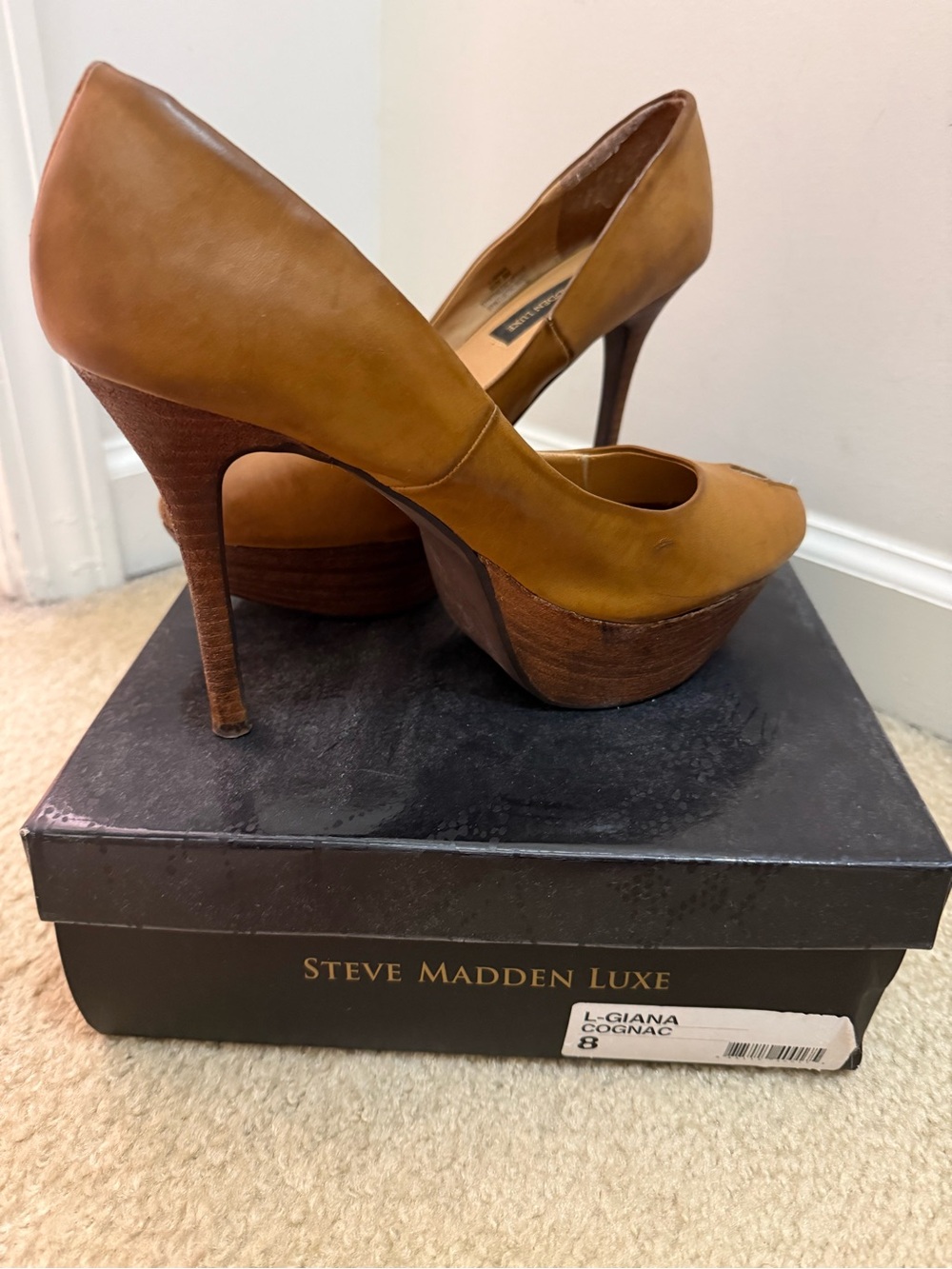 Steve Madden Cognac Platform Stiletto Pumps